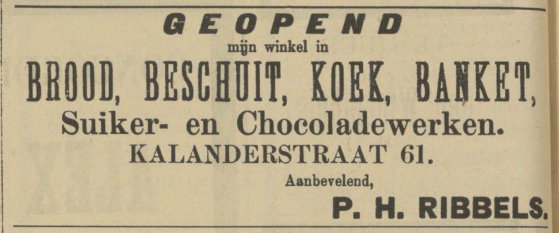 Kalanderstraat 61 P.H. Ribbels bakkerij advertentie Tubantia 24-10-1907.jpg