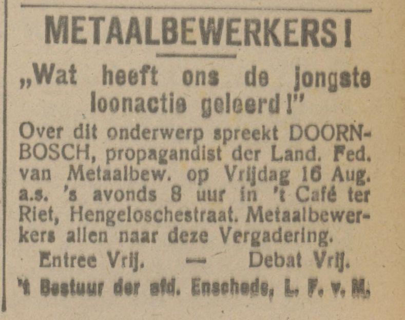 Hengeloschestraat cafe ter Riet advertentie Tubantia 15-8-1918.jpg