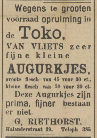 Kalanderstraat 39 G. Riethorst Toko advertentie Tubantia 20-2-1912.jpg