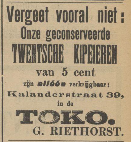 Kalanderstraat 39 G. Riethorst Toko advertentie Tubantia 14-11-1911.jpg