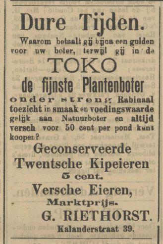 Kalanderstraat 39 G. Riethorst Toko advertentie Tubantia 11-11-1911.jpg