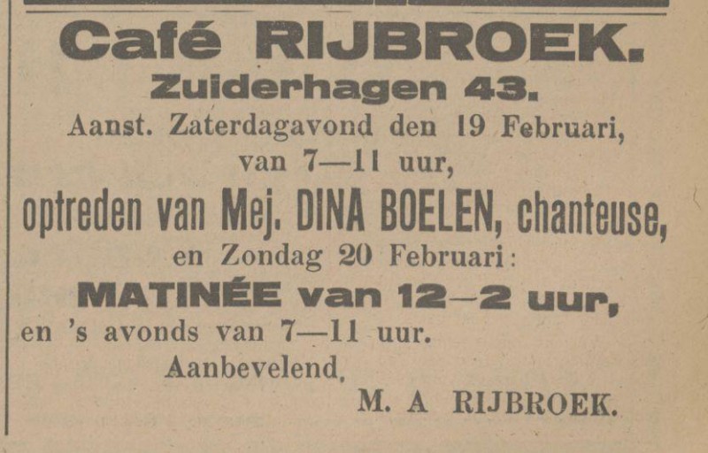 Zuiderhagen 43 cafe Rijbroek advertentie Tubantia 17-2-1916.jpg