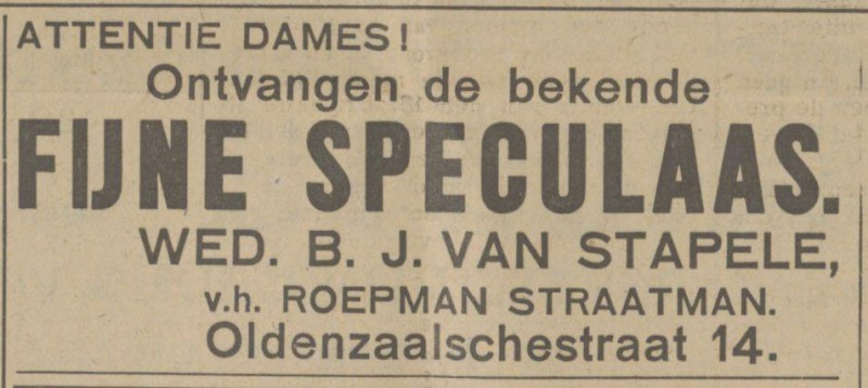 Oldenzaalschestraat 14 Wed. Roepman Straatman advertentie Tubantia 18-9-1925.jpg