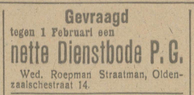 Oldenzaalschestraat 14 Wed. Roepman Straatman advertentie Tubantia 8-1-1918.jpg