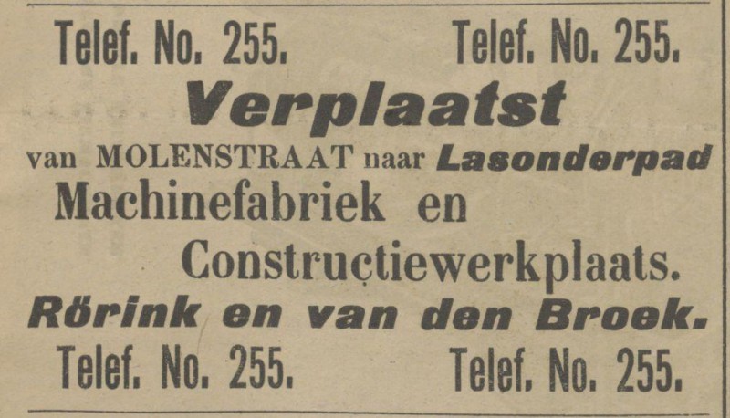 Lasonderpad Rörink en van den Broek adveetentie Tubantia 3-6-1911.jpg