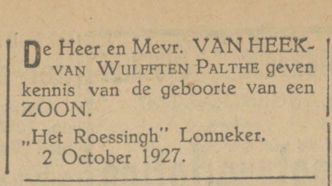 Het Roessingh Lonneker De Heer en Mevr. Van Heek- Van Wulfften Palthe advertentie Tubantia 3-10-1927.jpg
