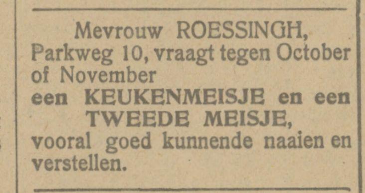 Parkweg 10 Mevr. Roessingh advertentie Tubantia 16-8-1921.jpg