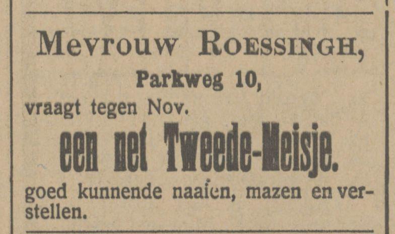 Parkweg 10 Mevr. Roessingh advertentie Tubantia 8-8-1914.jpg