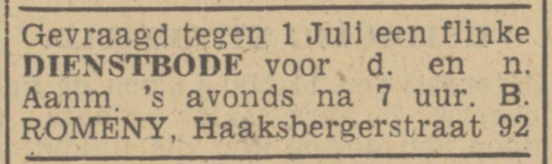 Haaksbergerstraat 92 B. Romeny advertentie Tubantia 22-5-1940.jpg