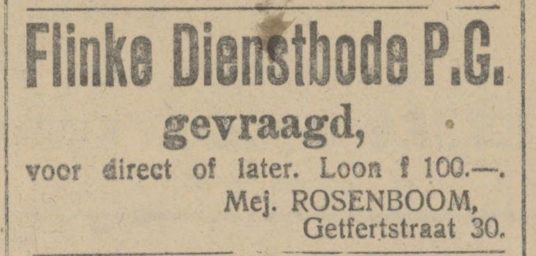 Getfertstraat 30 Mej. Rosenboom advertentie Tubantia 24-1-1913.jpg