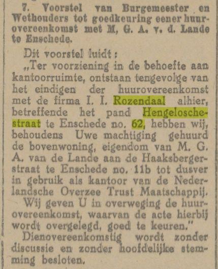Hengeloschestraat 62 Firma I.I. Rozendaal krantenbericht 20-2-1919.jpg
