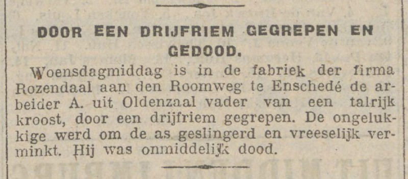 Roomweg Firma Rozendaal krantenbericht 22-10-1926.jpg
