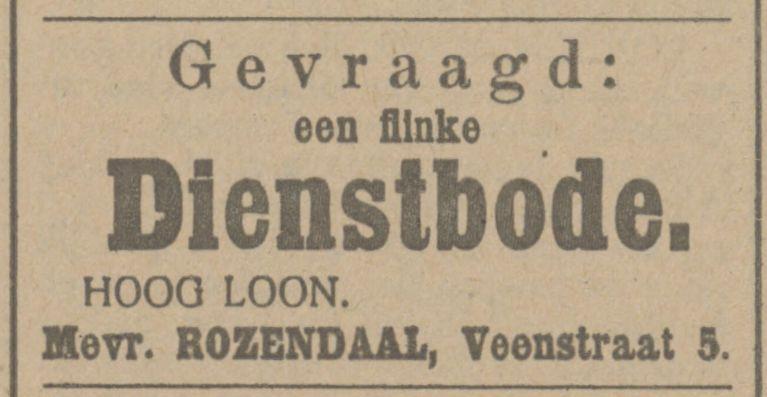 Veenstraat 5 Mevr. Rozendaal advertentie Tubantia 26-10-1914.jpg