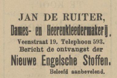 Veenstraat 19 Jan de Ruiter Dames- en Heeren Kleedermakerij advertentie Tubantia 16-2-1911.jpg