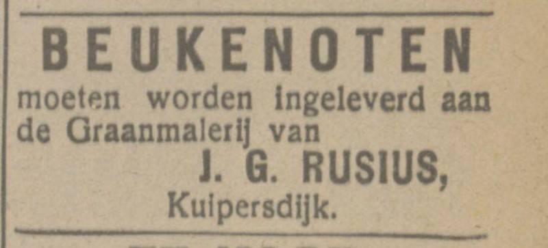 Kuipersdijk J.G. Rusius graanmalerij advertentie  Tubantia 25-9-1918.jpg