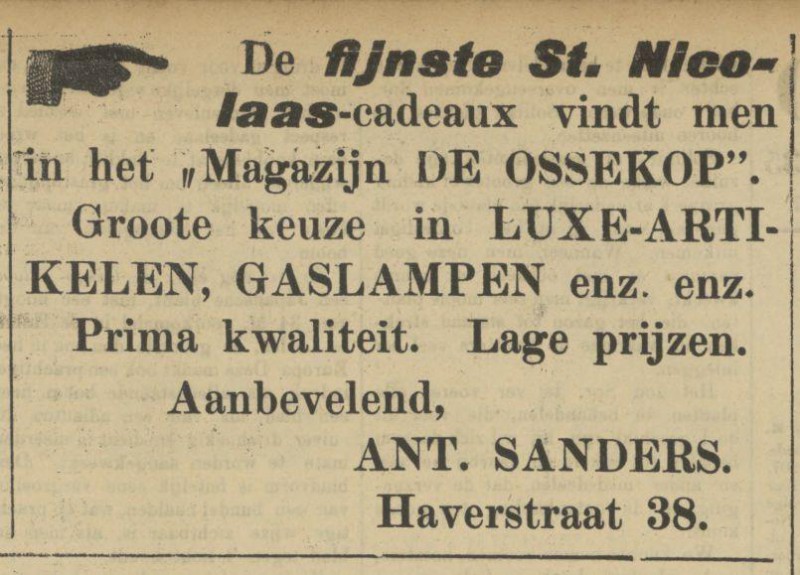 Haverstraat 38 Ant. Sanders Magazijn De Ossekop advertentie Tubantia 19-11-1907.jpg