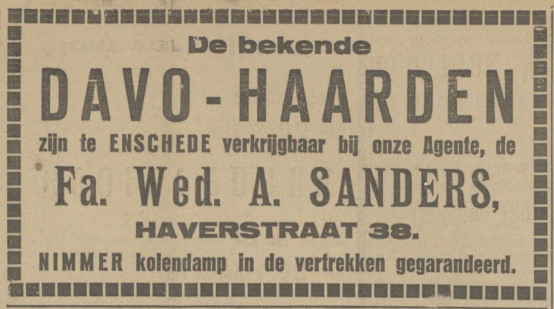 Haverstraat 38 Fa. Wed. Ant. Sanders advertentie Tubantia 18-9-1923.jpg