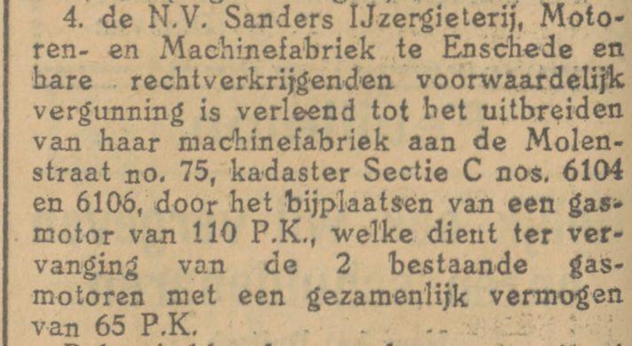 Molenstraat 75 Sanders Machinefabriek krantenbericht Tubantia 5-4-1929.jpg