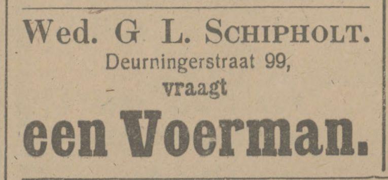 Deurningerstraat 99 Wed. G.L. Schipholt advertentie Tubantia 9-2-1916.jpg