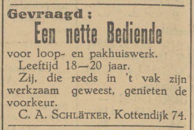 Kottendijk 74 C.A. Schlätker advertentie Tubantia 5-9-1927.jpg