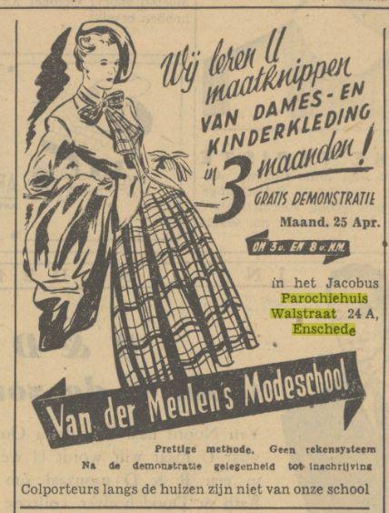 Walstraat 24a Jacobus Parochiehuis advertentie Tubantia 23-4-1949.jpg
