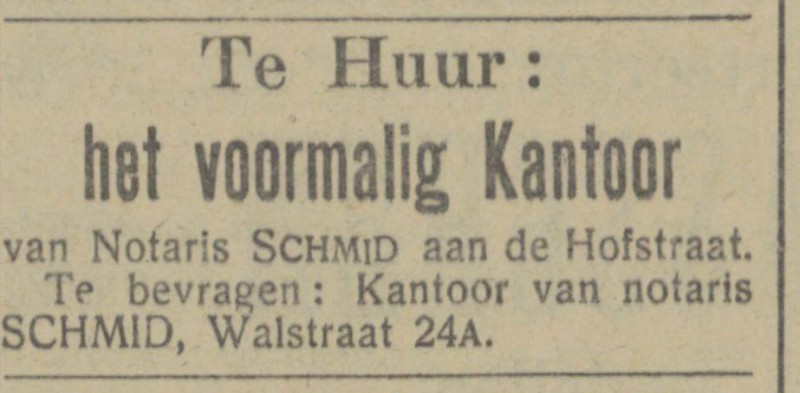 Walstraat 24a Notaris Schmid advertentie Tubantia 29-11-1913.jpg
