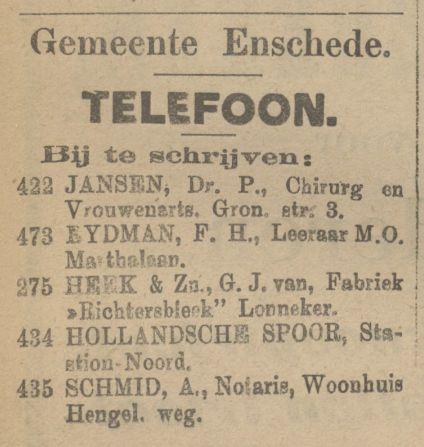 Hengeloscheweg Notaris A. Schmid advertentie Tubantia 13-7-1911.jpg