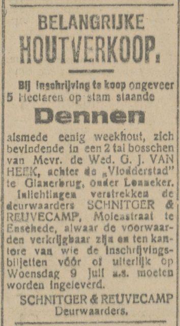 Molenstraat 16 Schnitger & Reuvecamp deurwaarders advertentie Tubantia 4-7-1919.jpg