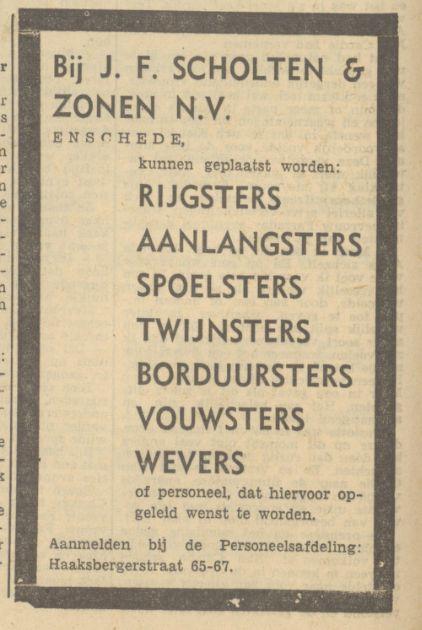 Haaksbergerstraat 65 J.F. Scholten & Zonen advertentie Tubantia 10-10-1949.jpg