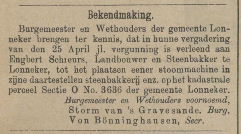 Engbert Schreurs steenbakker krantenbericht Tubantia 29-4-1882.jpg