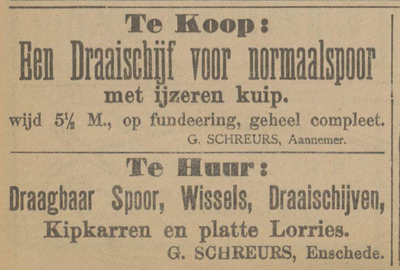 G. Schreurs aannemer advertentie Tubantia 22-5-1914.jpg