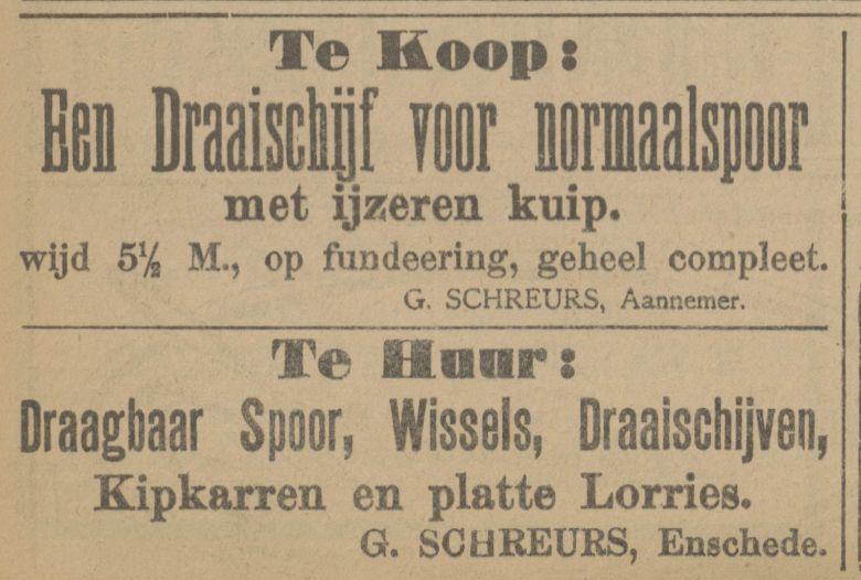 G. Schreurs aannemer advertentie Tubantia 22-5-1914.jpg