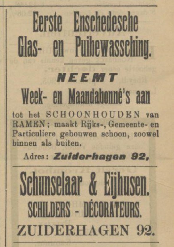 Zuiderhagen 92 Schunselaar & Eijhusen advertentie Tubantia 2-9-1905.jpg
