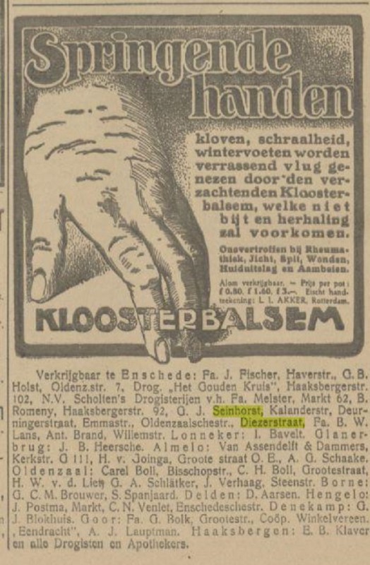 Diezerstraat g.j. Seinhorst advertentie Tubantia 29-1-1923.jpg