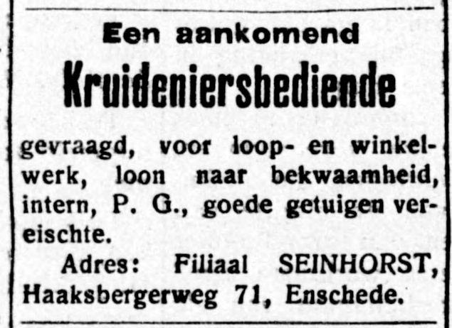 Haaksbergerweg 71 filiaal Seinhorst advertentie 14-1-1911.jpg