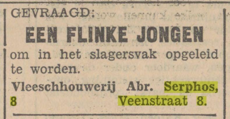 Veenstraat 8 Abr. Serphos vleeschhouwerij advertentie Tubantia 29-8-1930.jpg