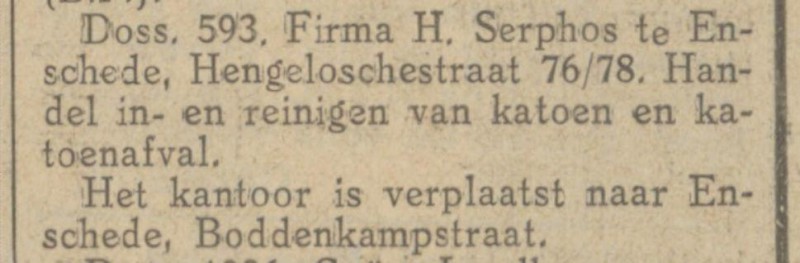 Hengeloschestraat 76-78 Firma H. Serphos krantenbericht Tubantia 10-9-1926.jpg