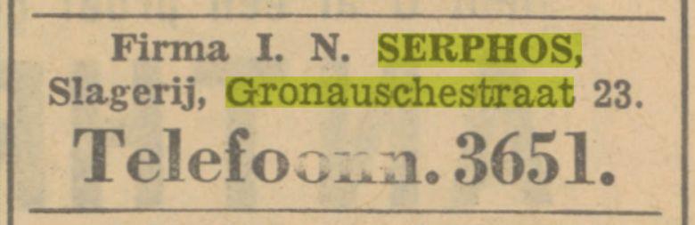 Gronausestraat 23 Firma I.N. Serphos slagerij advertentie Tubantia 27-2-1933.jpg