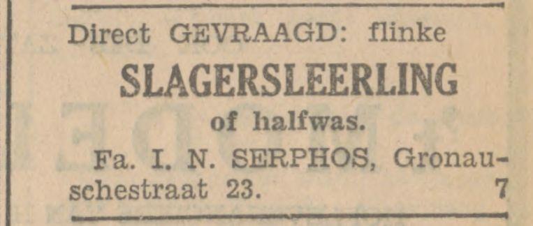 Gronausestraat 23 Firma I.N. Serphos slagerij advertentie Tubantia 10-9-1930.jpg