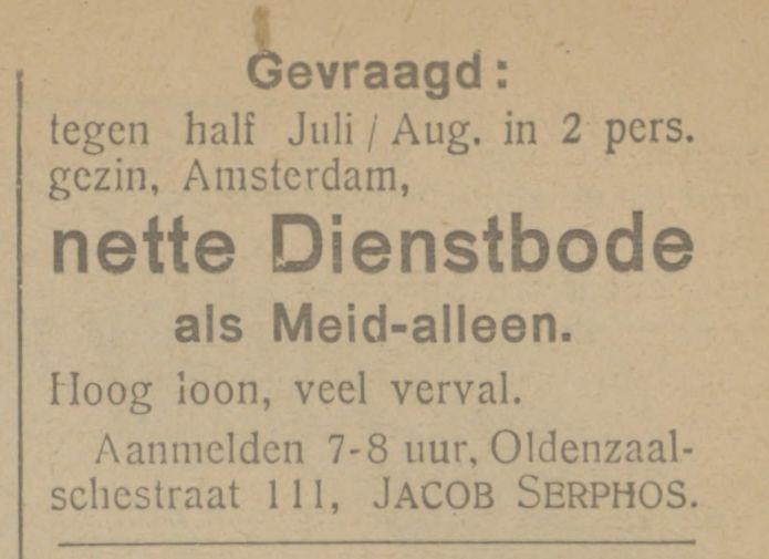 Oldenzaalschestraat 111 Jacob Serphos advertentie Tubantia 18-6-1924.jpg