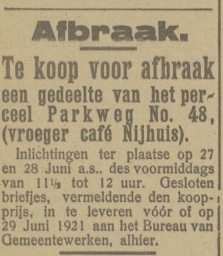 Parkweg 48 cafe Nijhuis advertentie Tubantia 24-6-1921.jpg