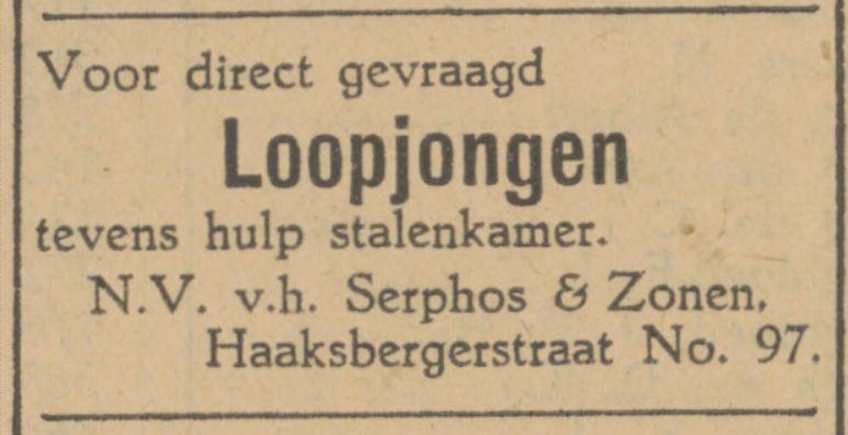 Haaksbergerstraat 97 N.V. v.h. Serphos & Zonen advertentie Tubantia  6-8-1928.jpg