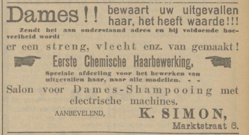Marktstraat 6 K. Simon dameskapper advertentie Tubantia 30-5-1913.jpg