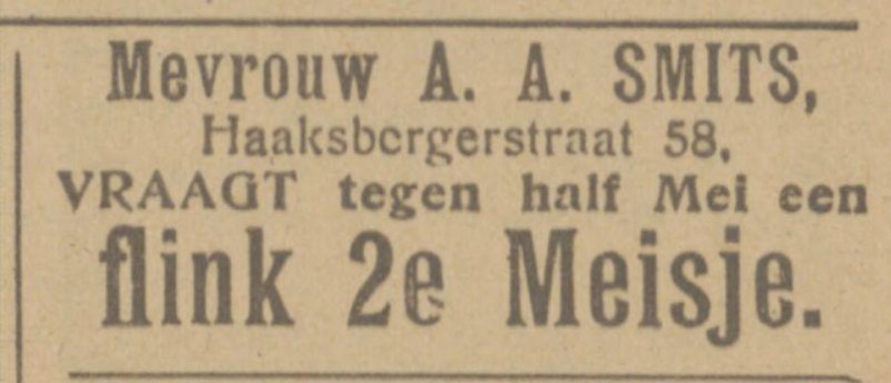 Haaksbergerstraat 58 A.A. Smits Arts advertentie Tubantia 1-4-1925.jpg