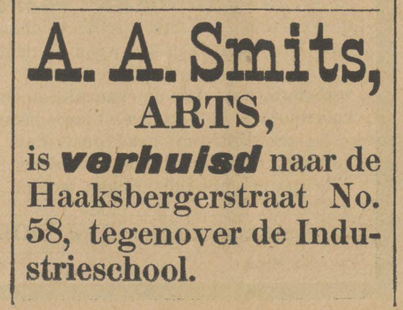 Haaksbergerstraat 58 A.A. Smits Arts advertentie Tubantia 15-2-1902.jpg