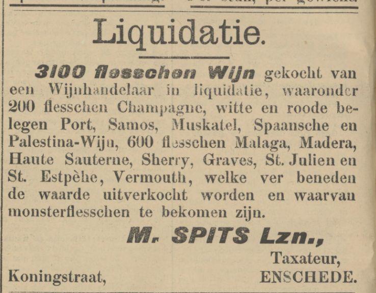 Koningstraat M. Spits Lzn. advertentie Tubantia 10-7-1909.jpg