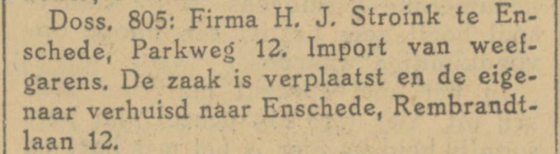 Parkweg 12 Firma H.J. Stroink krantenbericht Tubantia 22-5-1928.jpg
