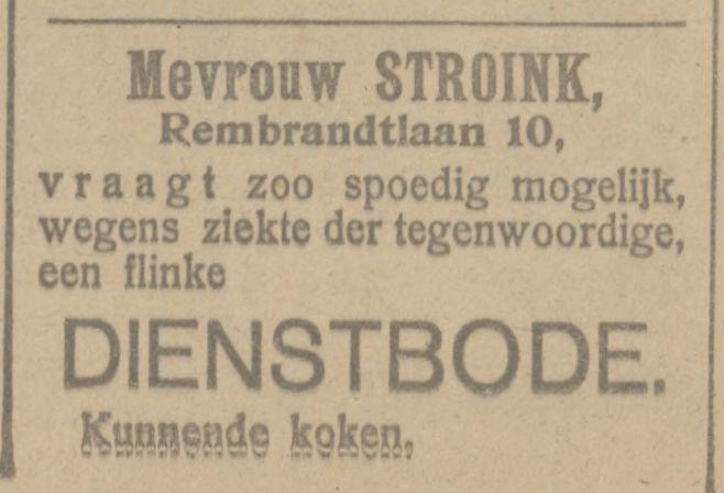 Rembrandtlaan 10 Mevr. Stroink advertentie Tubantia 15-8-1921.jpg