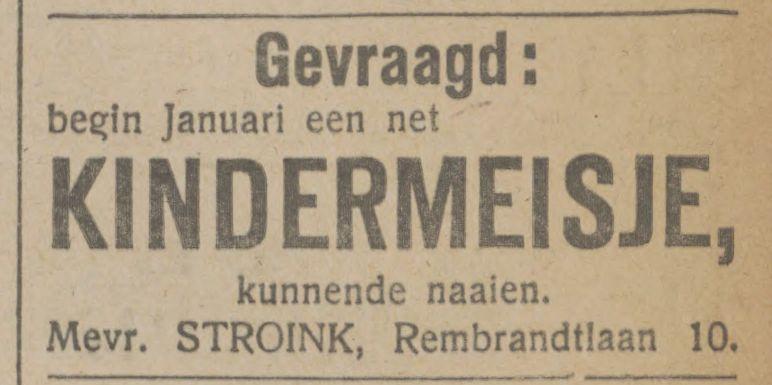 Rembrandtlaan 10 Mevr. Stroink advertentie Tubantia 30-11-1910.jpg