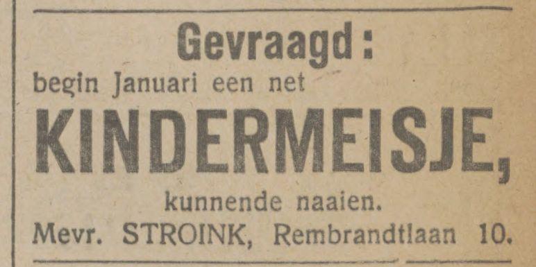 Rembrandtlaan 10 Mevr. Stroink advertentie Tubantia 30-11-1910.jpg